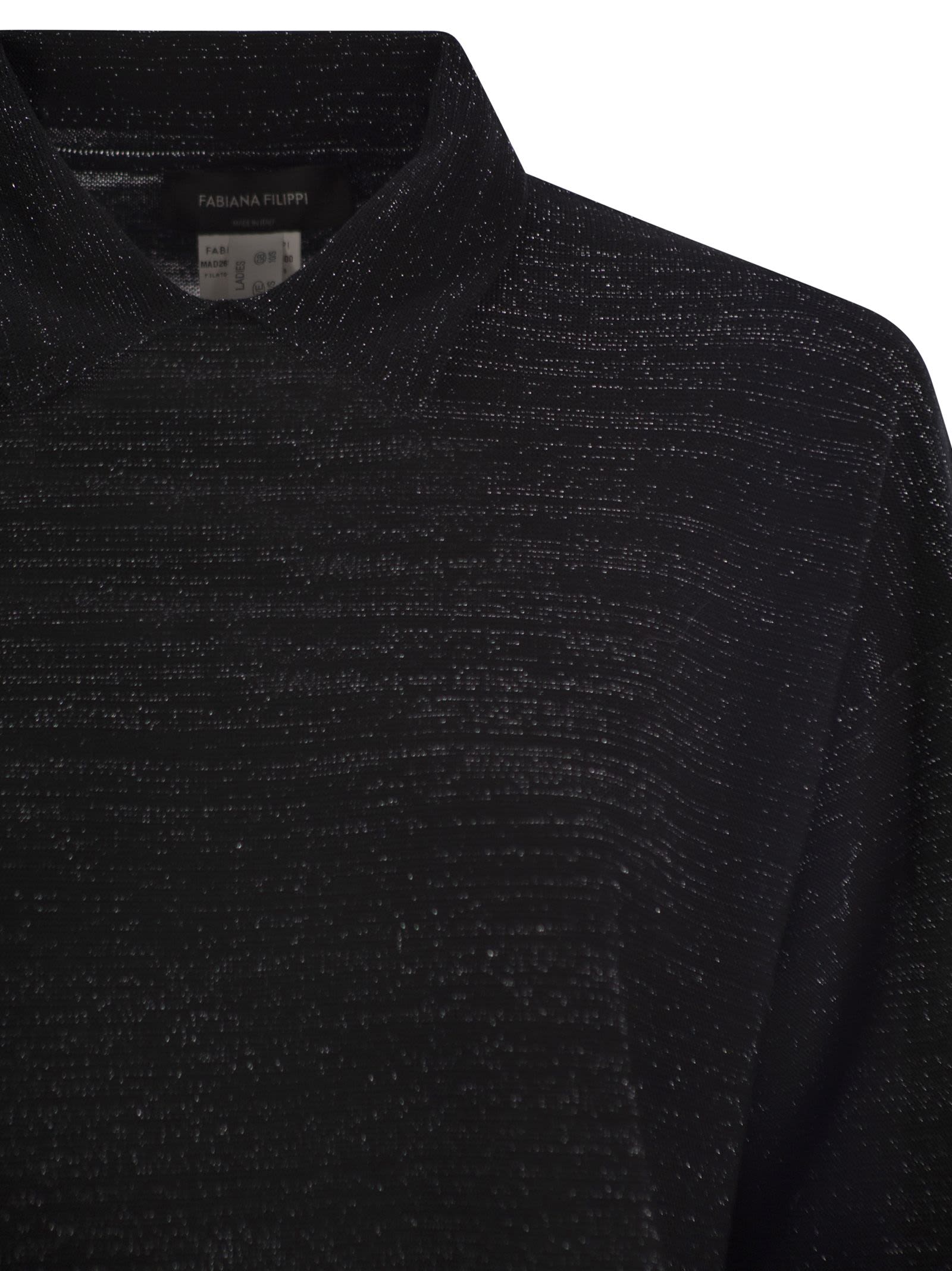Fabiana Filippi Women's Cotton And Lurex Polo Neck Sweater In Black
