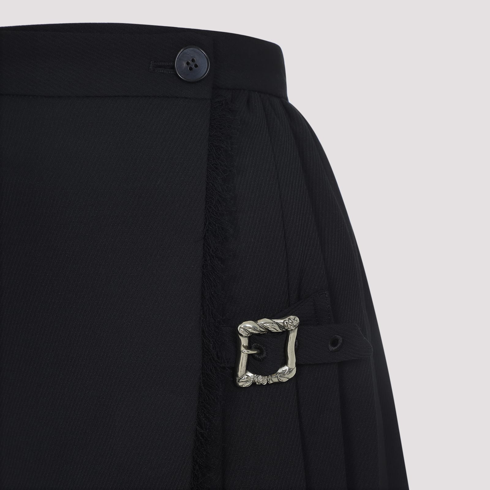 Enfants Riches Deprimes Pleated Black Skirt With Unique Buckle Detail In Black