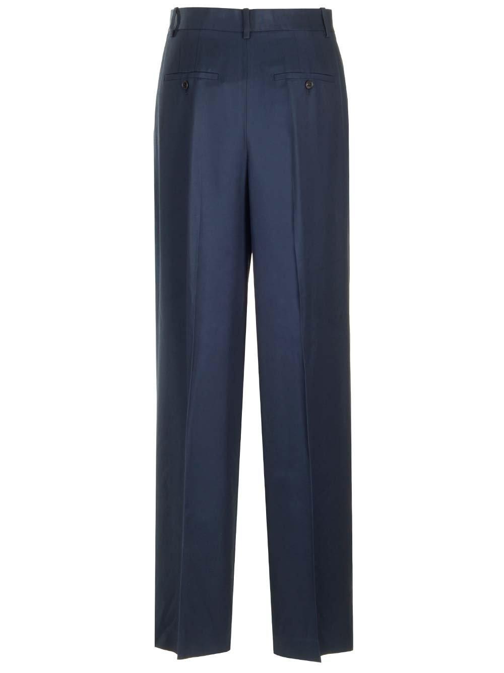 Shop Theory High Waist Pleated Pants In Blue