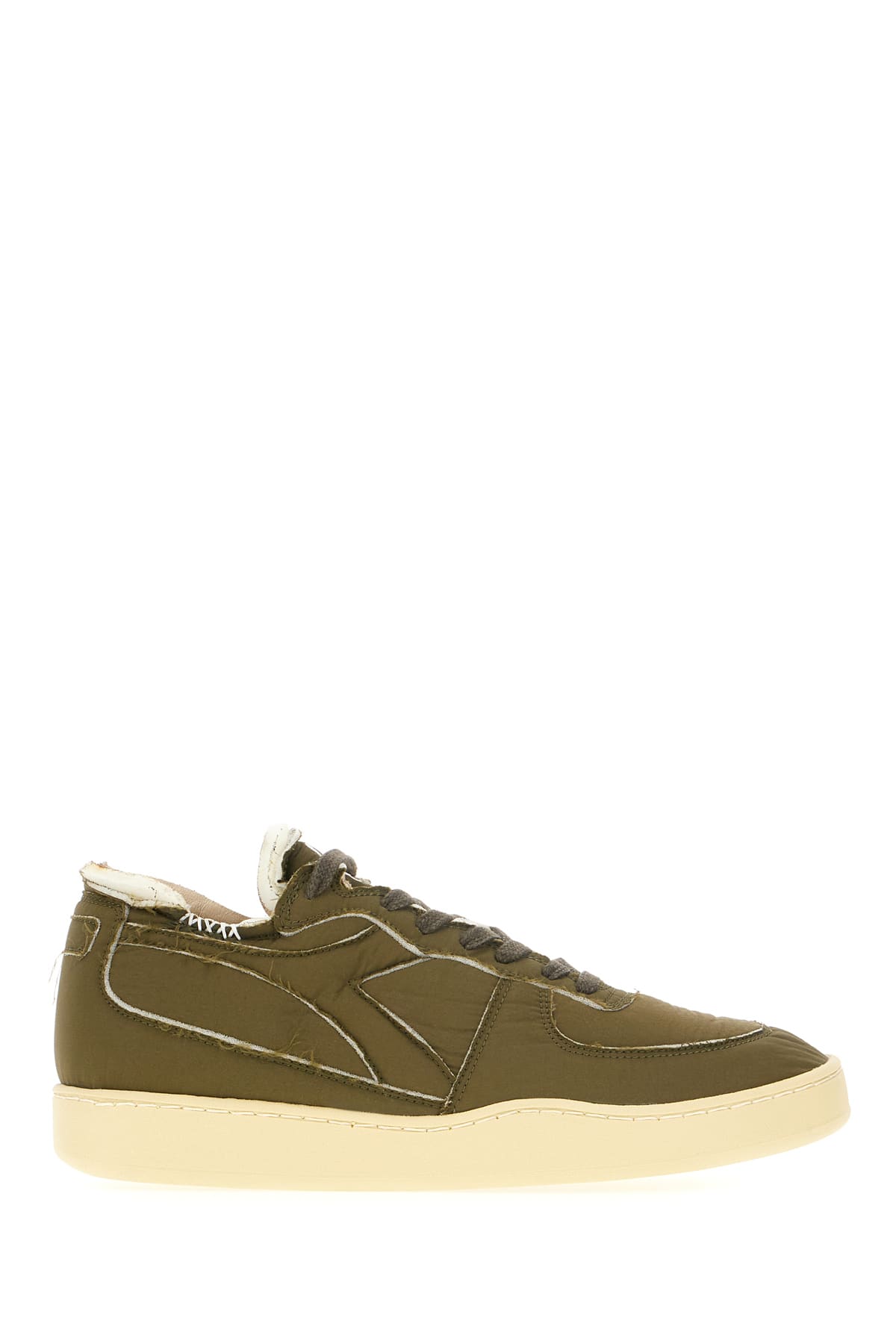 Military Green Fabric Mi Basket Row Cut Sneakers