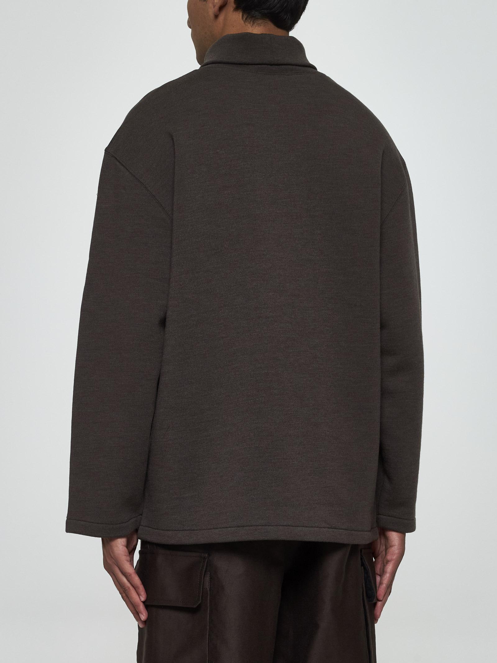 Shop Lemaire Wool And Cotton Sweatshirt In Dark Brown Melange