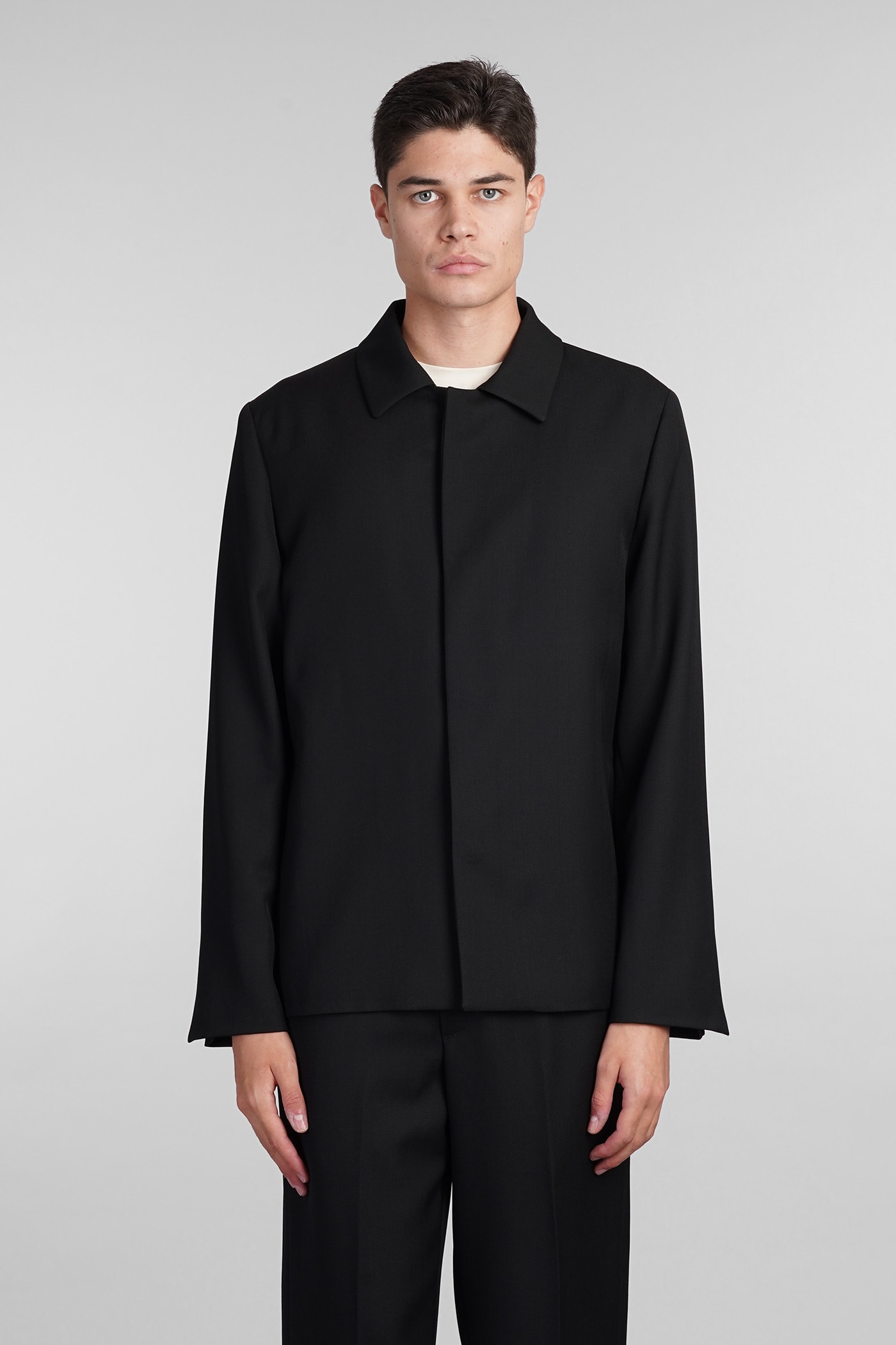 Mike Casual Jacket In Black Wool