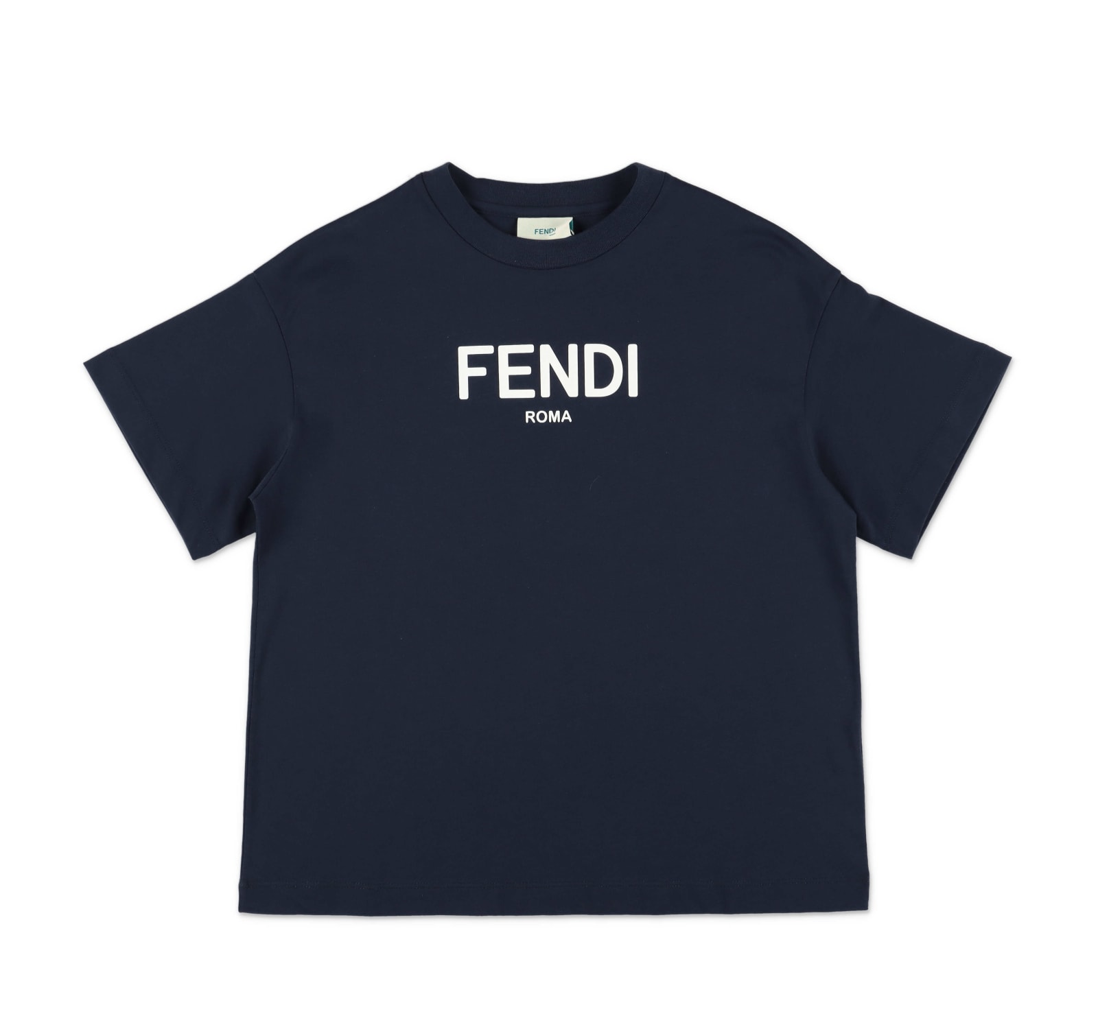 Fendi Kids'  T-shirt Blu Navy In Jersey Di Cotone In Blue