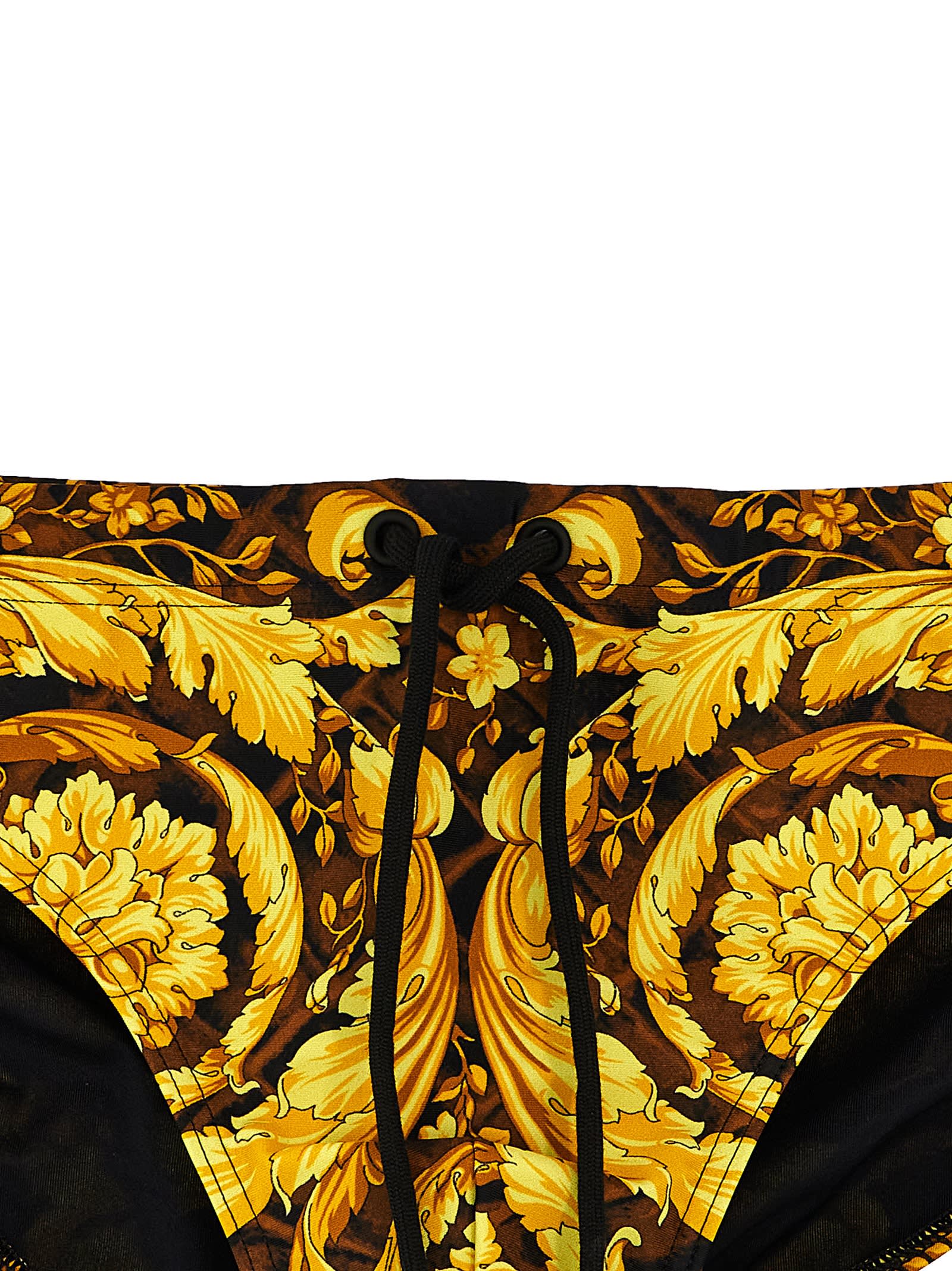 Shop Versace Baroccodile Swim Briefs In Multicolor