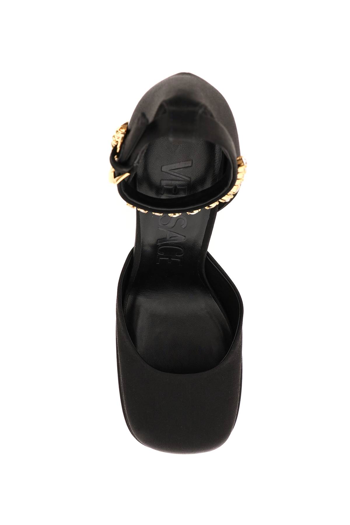 Shop Versace Medusa Aevitas Double Platform Pumps In Black  Gold (black)