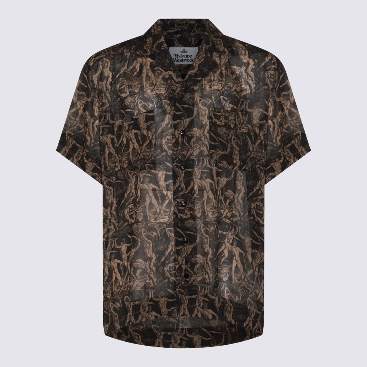 Shop Vivienne Westwood Black And Brown Viscose Shirt In Battle Of Men