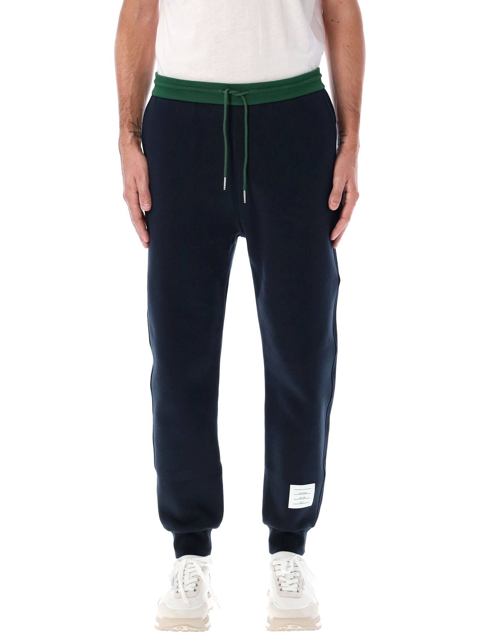 Shop Thom Browne Color Blocked Sweatpants In Navy