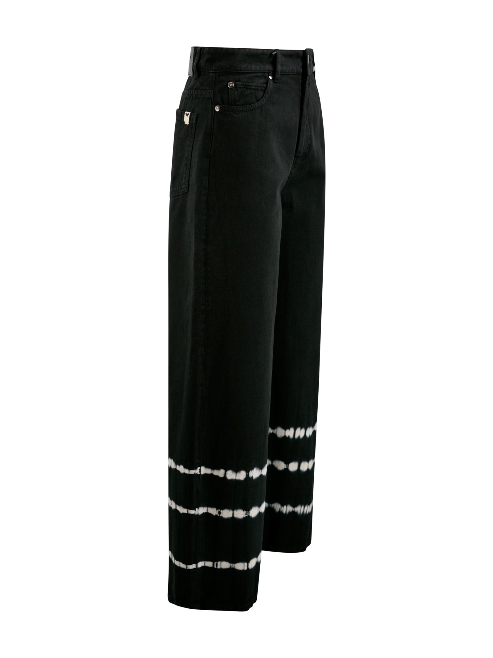 Shop Weekend Max Mara Cotton Tie &amp; Dye Trousers In Black