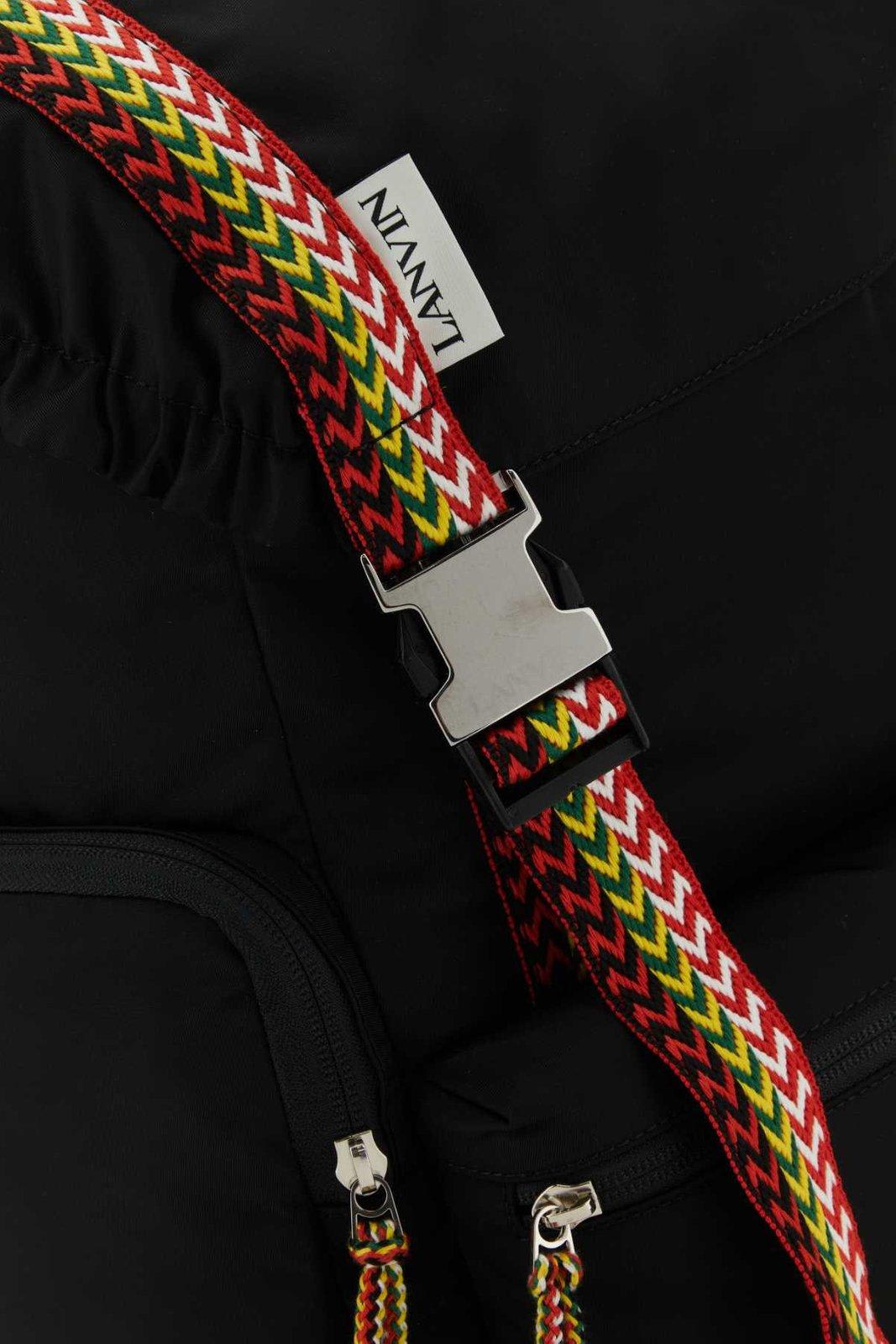 Shop Lanvin Curb Logo Patch Drawstring Backpack In Black