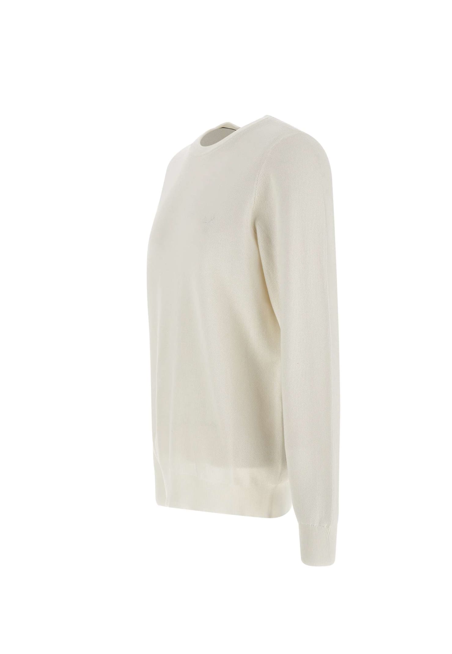 Shop Sun 68 Round Vintage Cotton Sweater In White