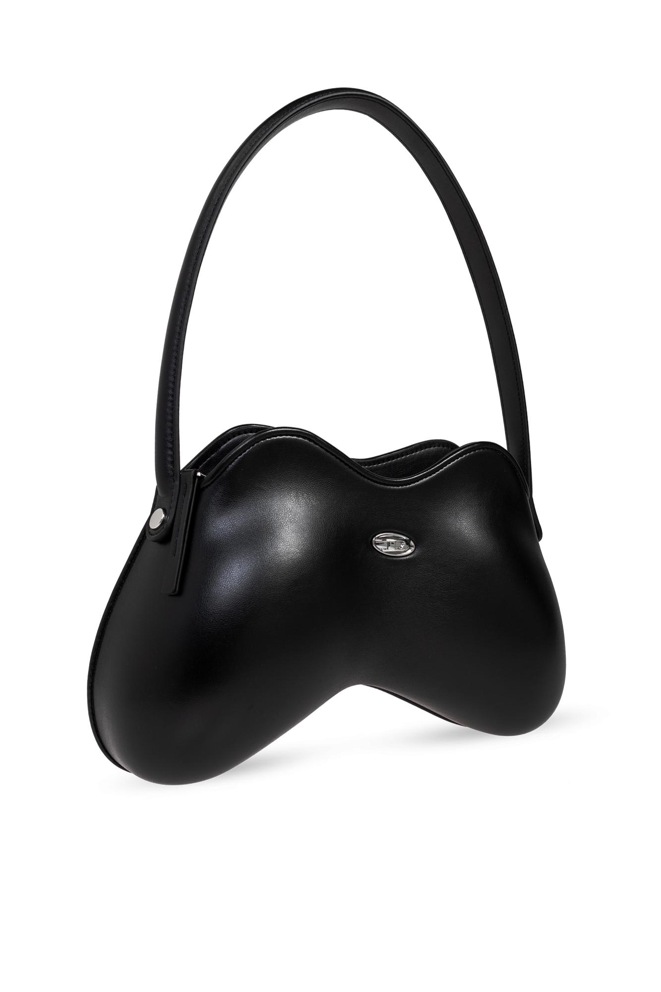 Diesel Double-d-shoulder Bag In Pu In Black