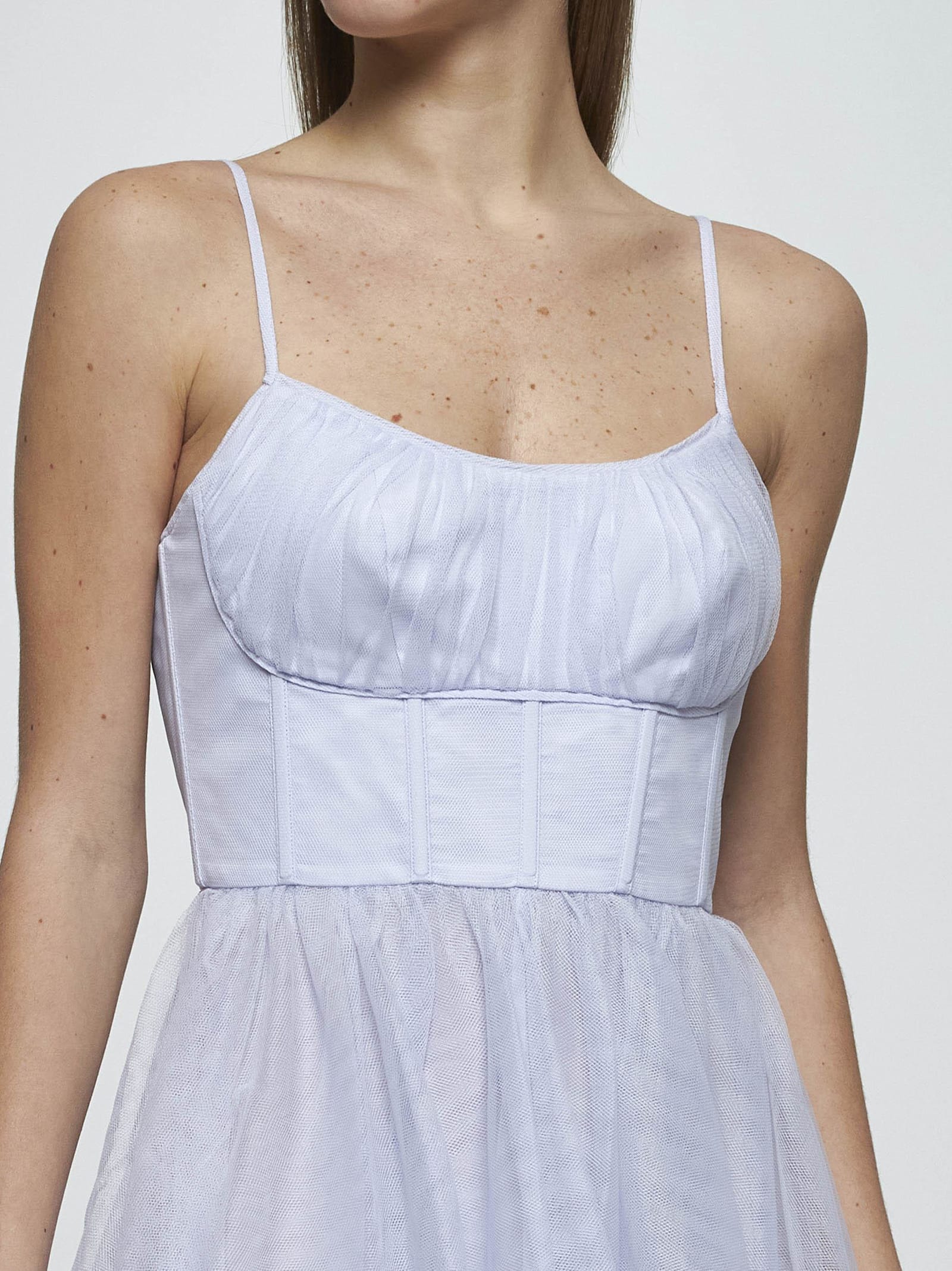 Zimmermann Women Light Blue Tulle Midi Dress In Lilla