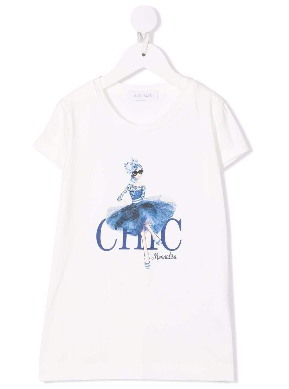 Monnalisa White Cotton T-shirt With chic Print