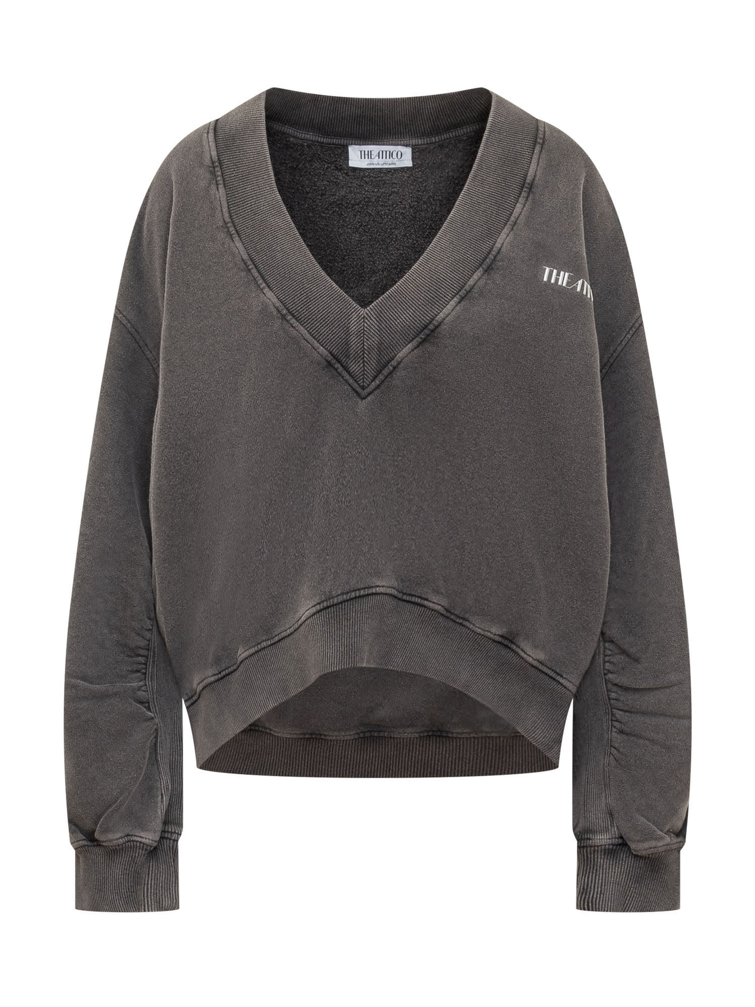 Attico The V Sweatshirt In Faded Black