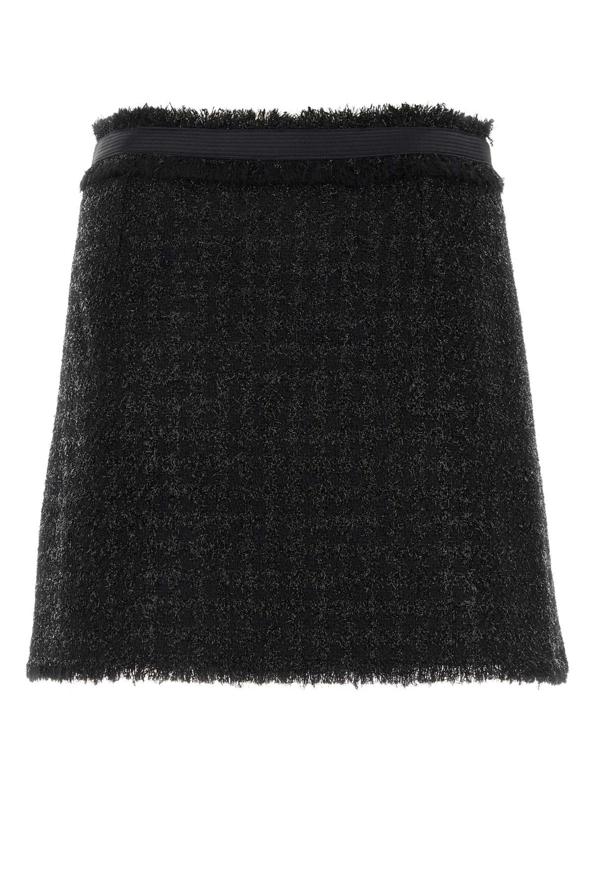 Shop Versace Black Tweed Mini Skirt In 1b000