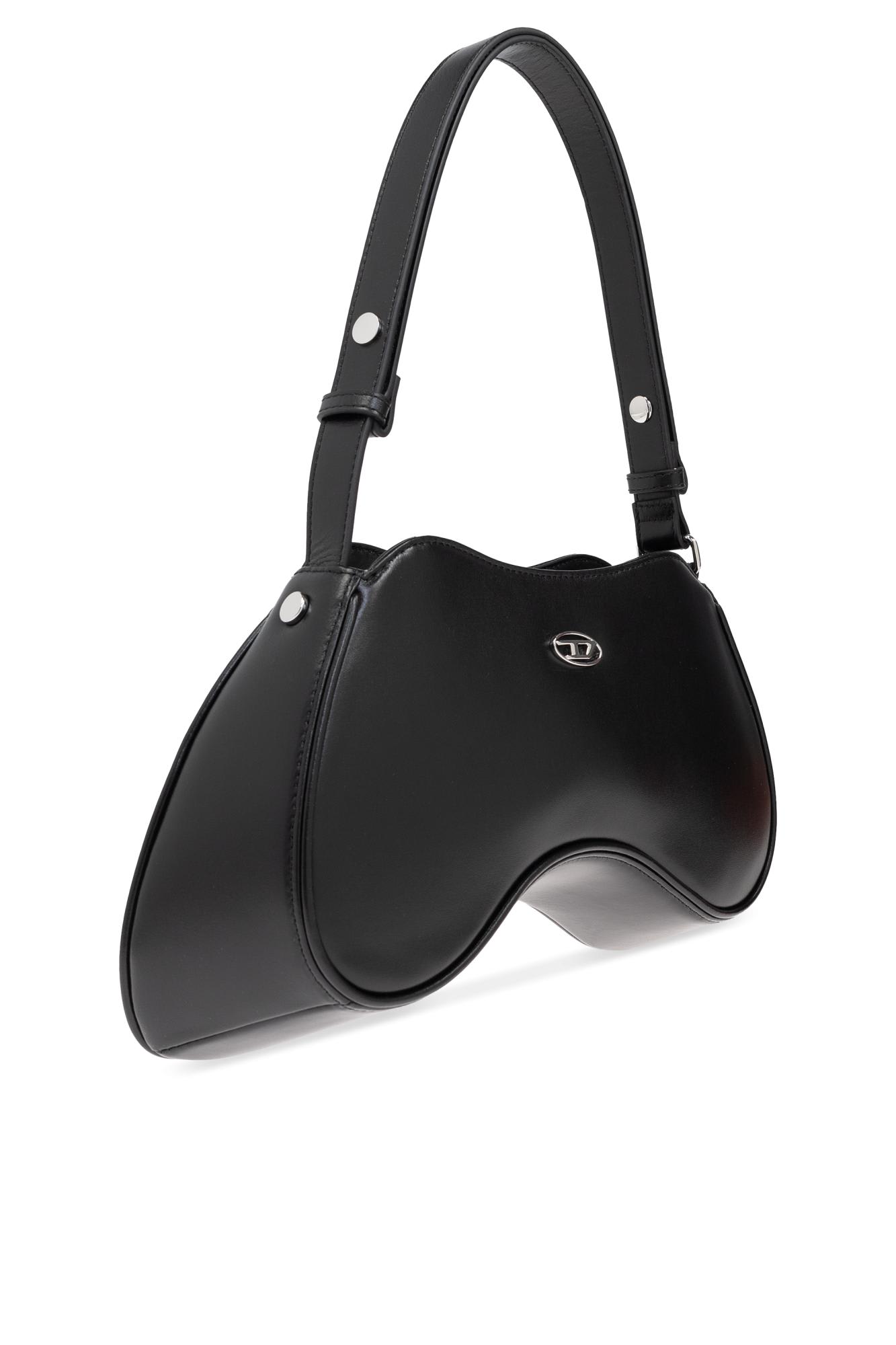 Diesel Curved Leather Handbag With Adjustable Strap