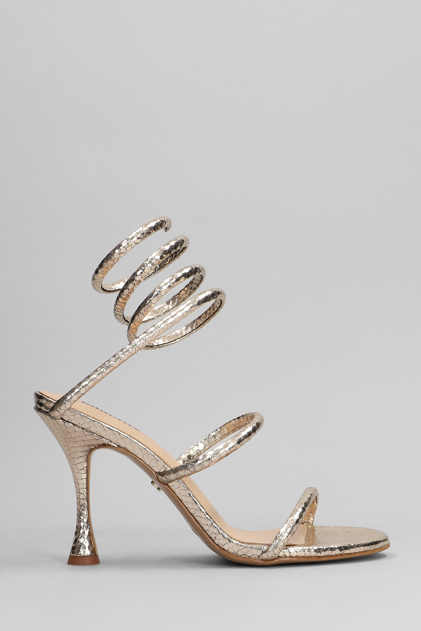 Greta 95 Sandals In Platinum Leather