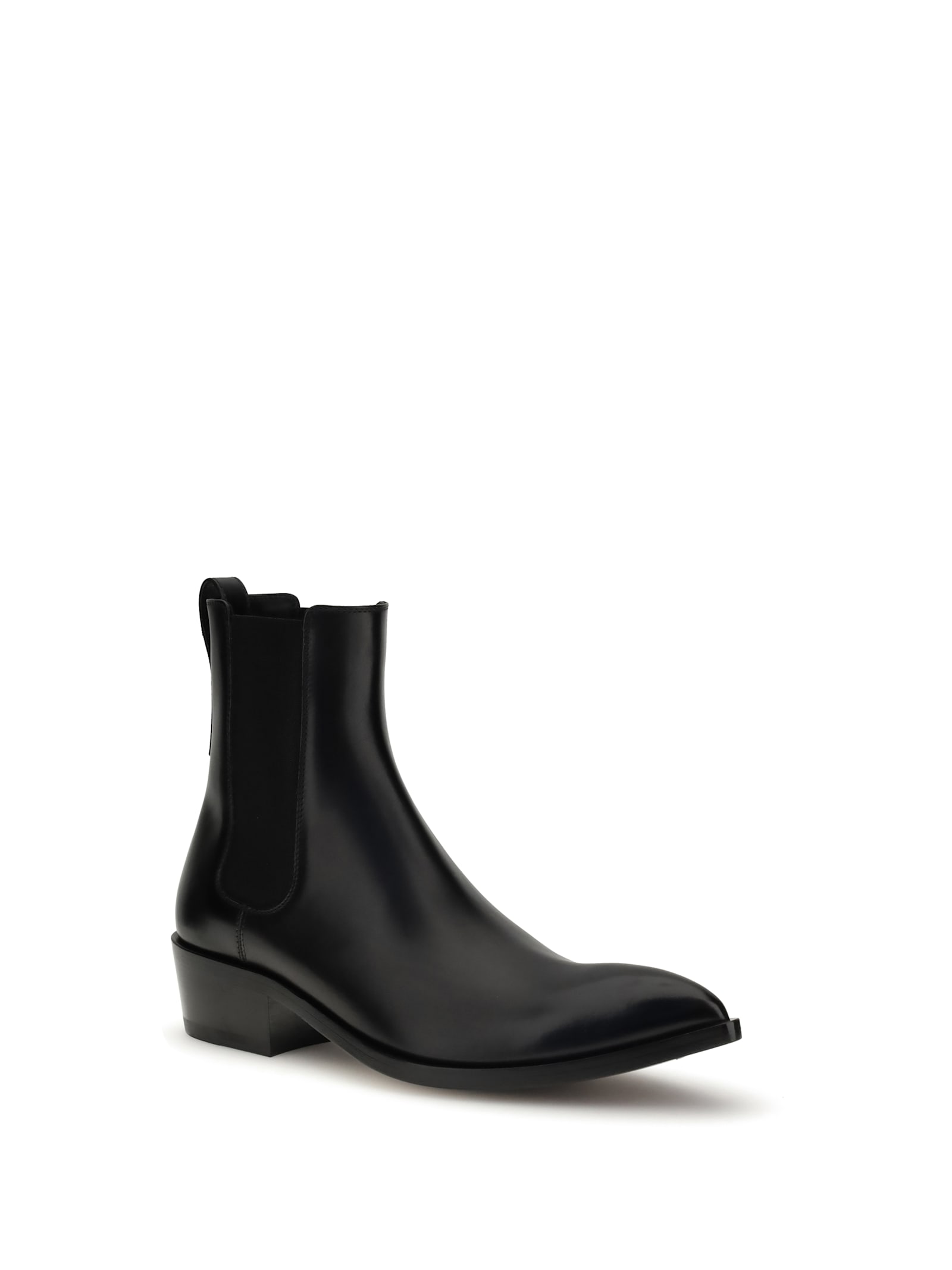 Tom Ford Chelsea Boots With Pointed Toe And Block Heel In Black
