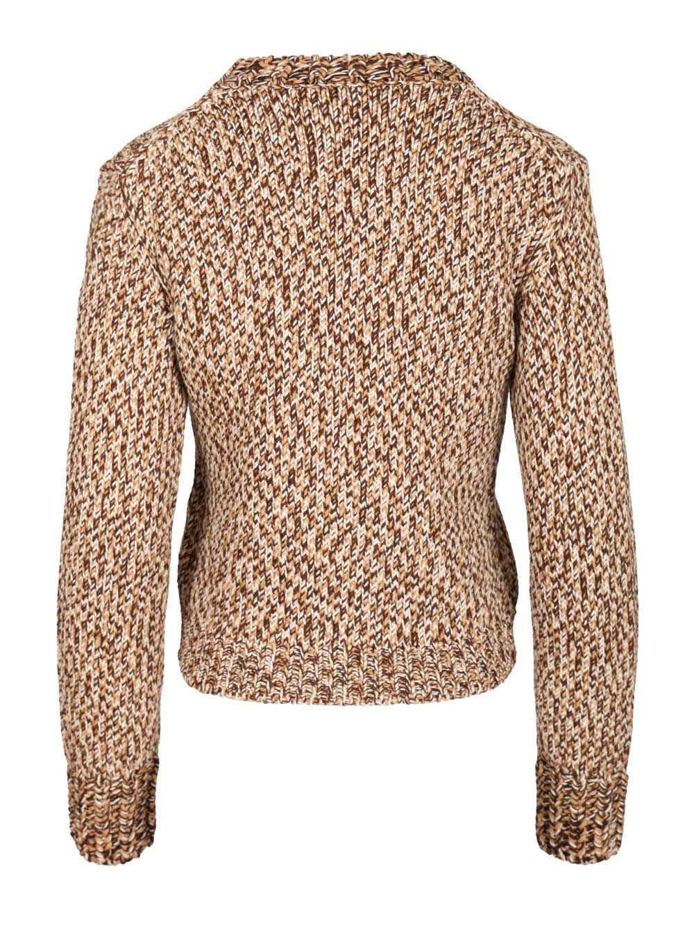 Moncler Marled Wool Crewneck Sweater In Brown