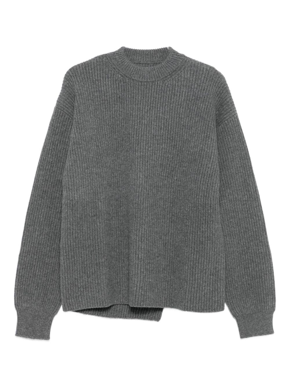 Jil Sander Wool Crewneck Jumper With Dropped Shoulders In Gray