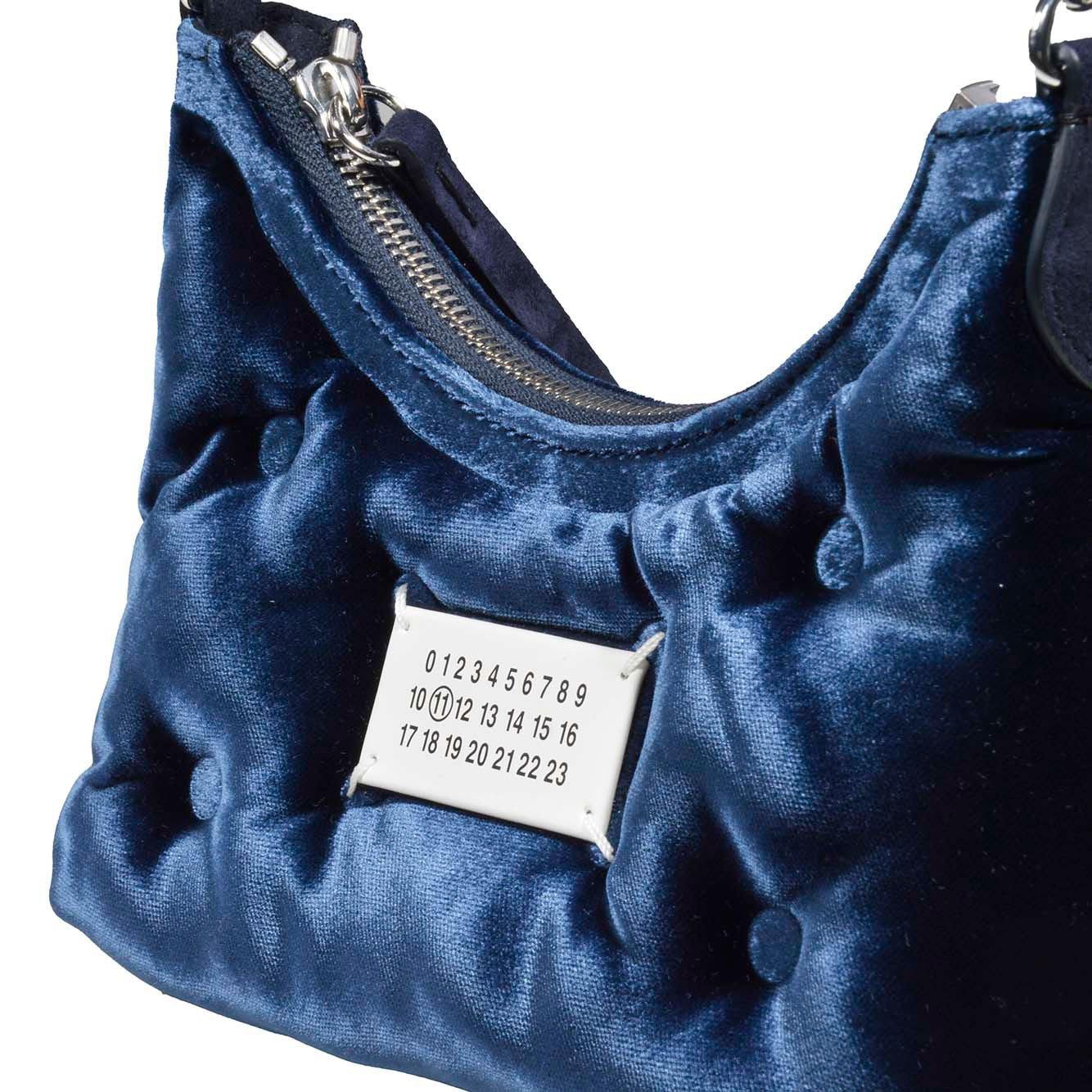 Shop Maison Margiela Glam Slam Micro Velvet Hobo Bag In Blue