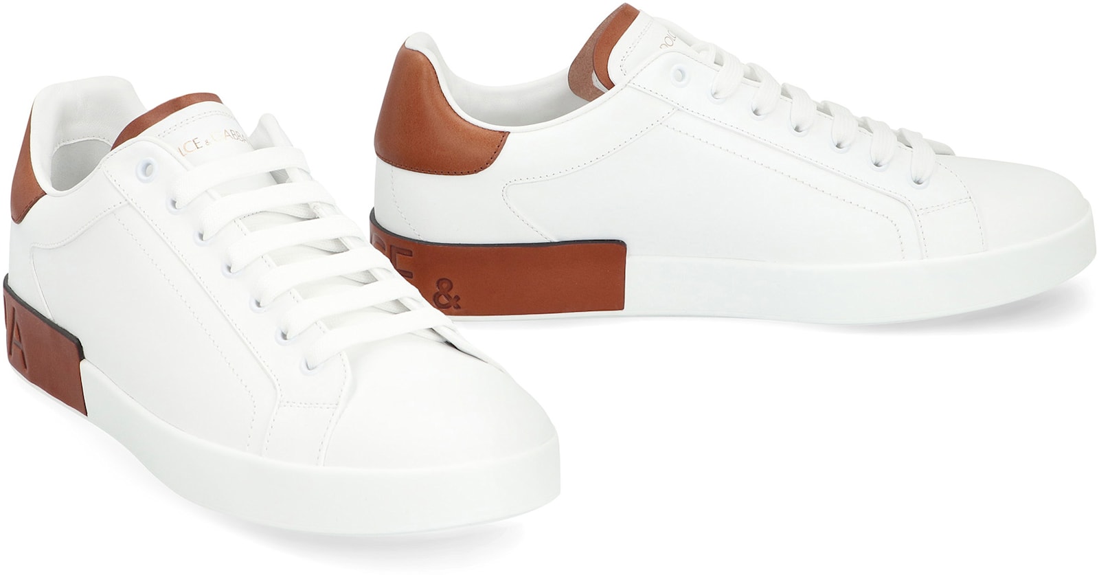 Dolce & Gabbana White Calf Leather Portofino Sneakers In White