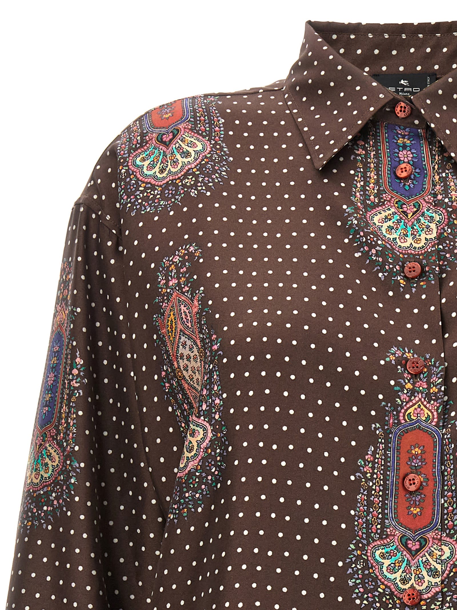 Shop Etro All Over Print Shirt In Brown
