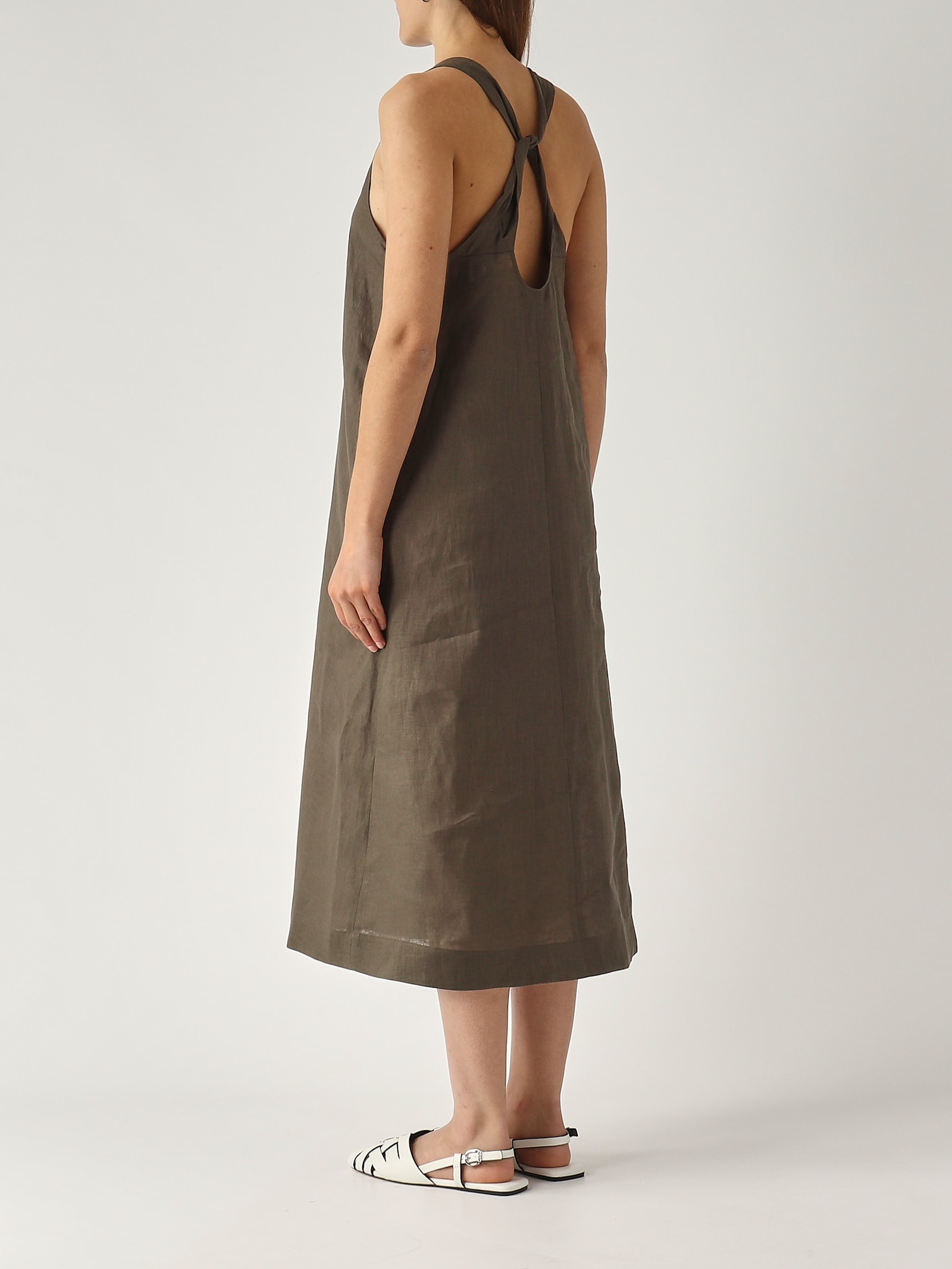 Max Mara Simeon Linen Sleevesless Dress Clothing In Fango