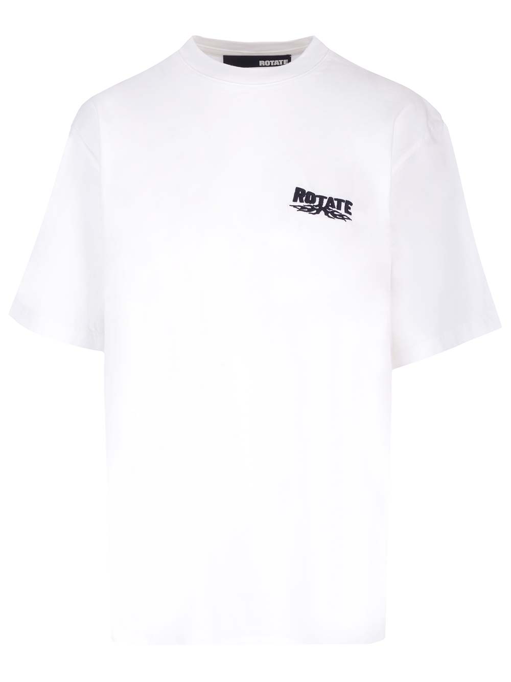 Shop Rotate Birger Christensen Enzym Crew-neck T-shirt In Bianco