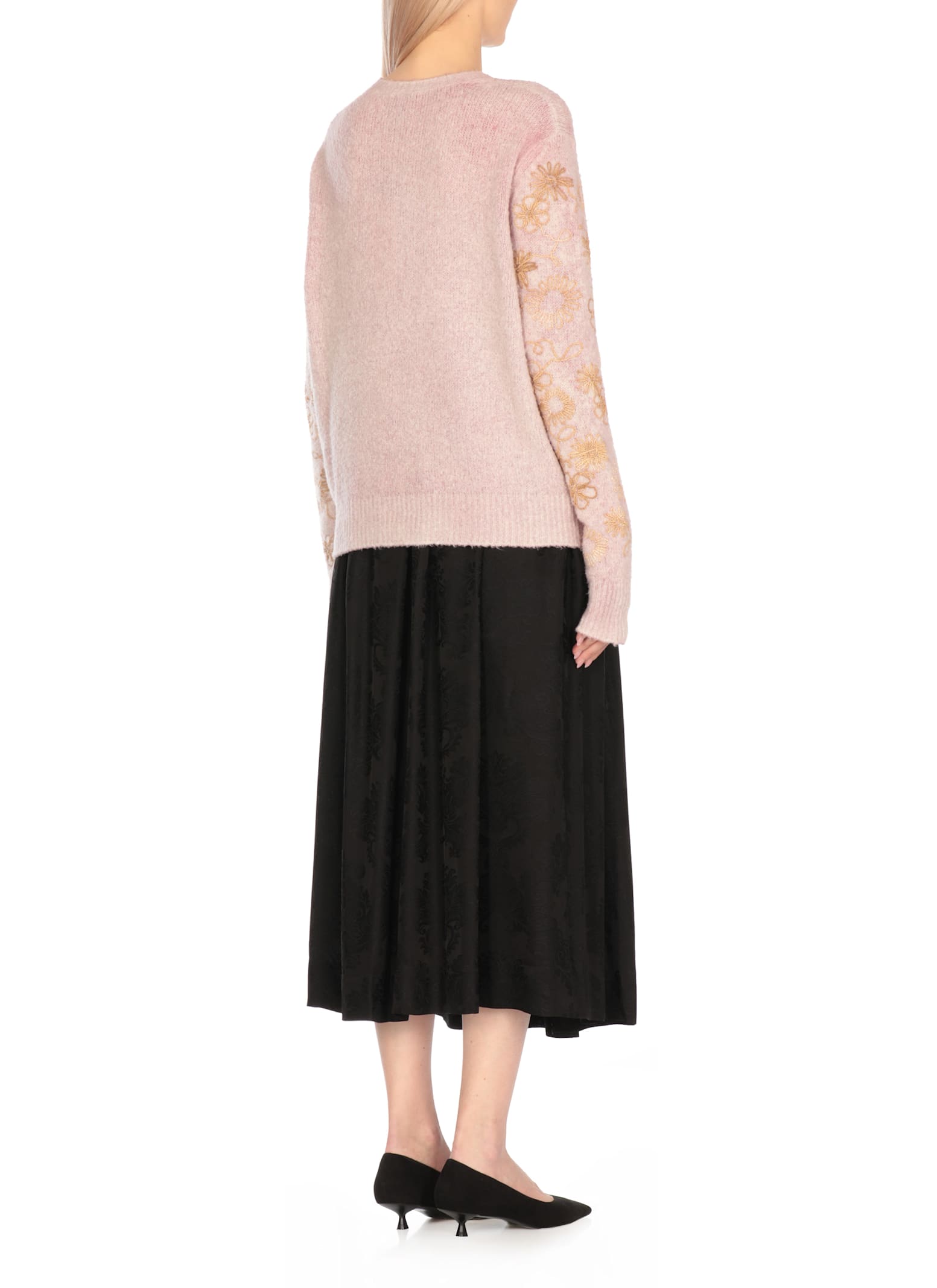 Avant Toi Embossed Floral Pattern Cotton Sweater In Purple