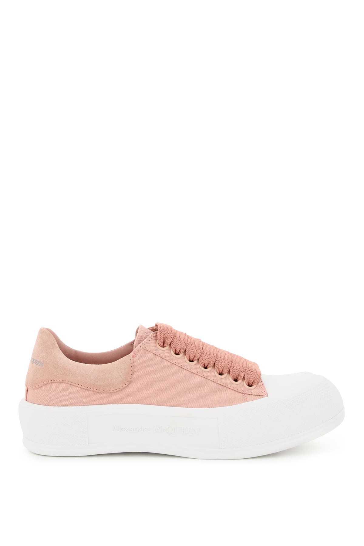Alexander Mcqueen Pink Deck Lace Plimsoll Sneakers In Magn Magn White (pink)