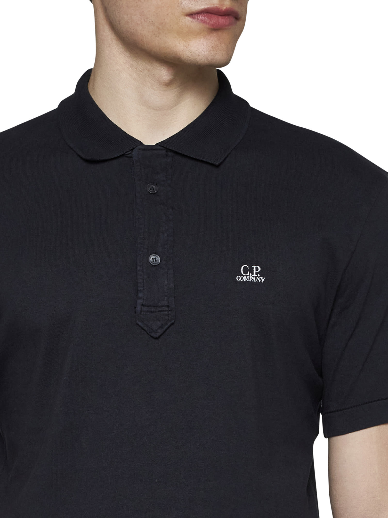 Shop C.p. Company Polo Shirt In Total Eclipse