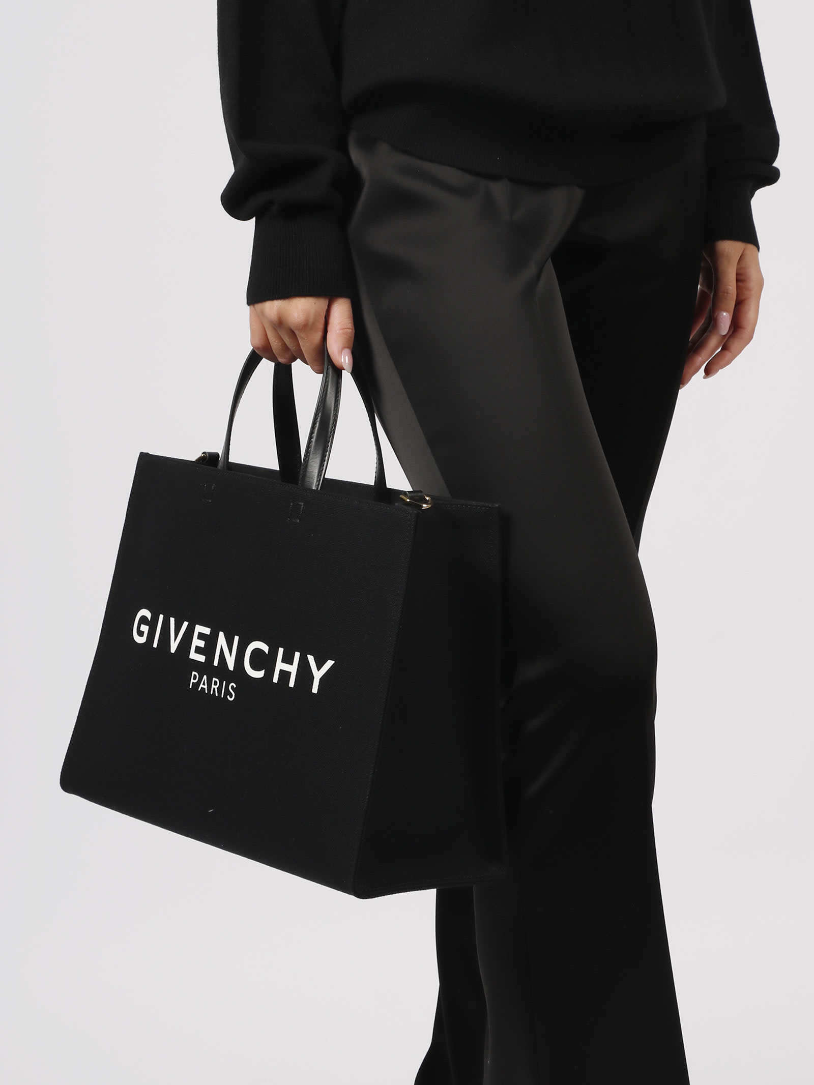 Shop GIVENCHY 2024 SS Medium g-tote shopping bag in leather  (BB50WPB1Y6-001) by EMito