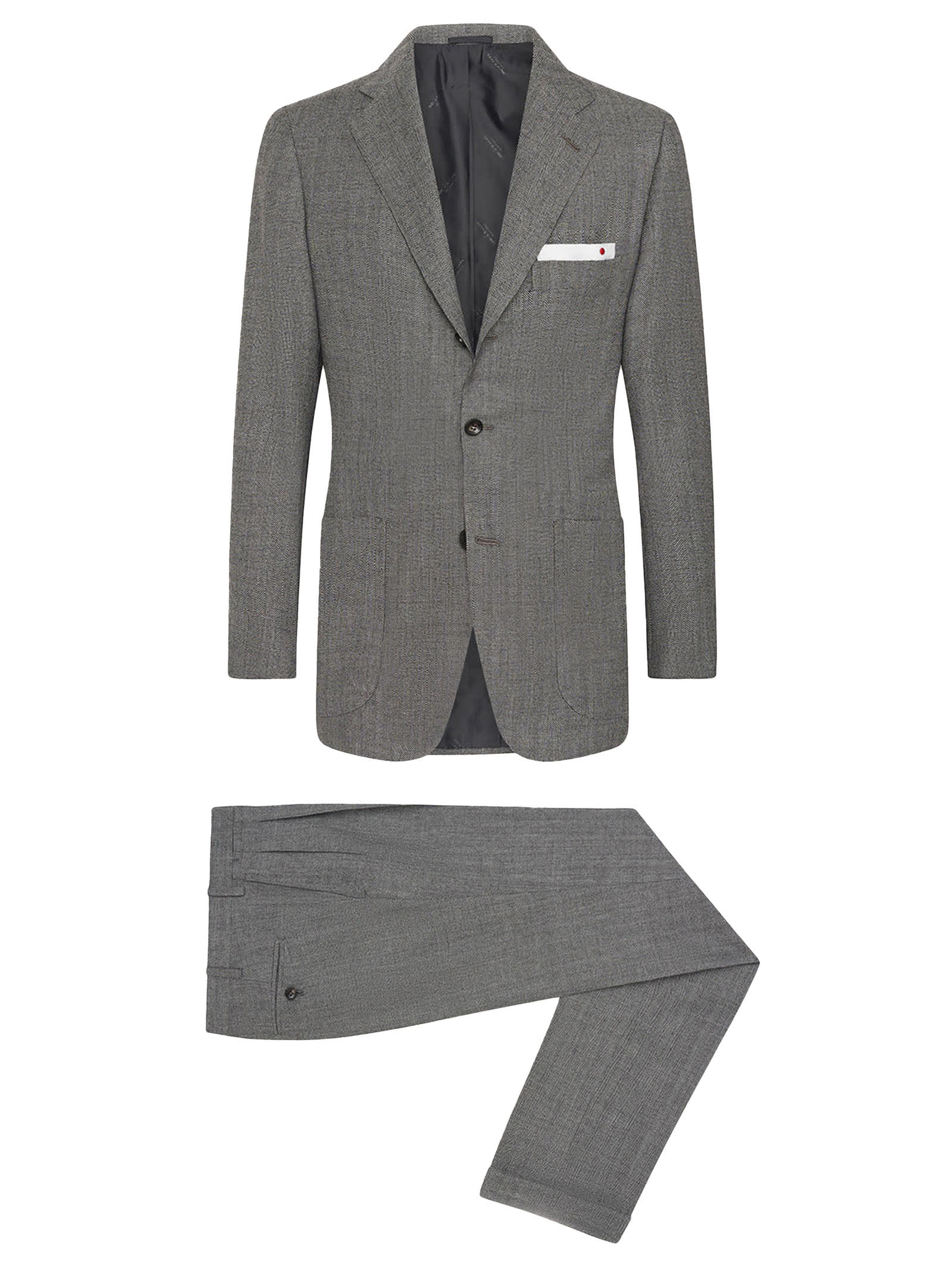 Shop Kiton Suit Virgin Wool In Medium Grey