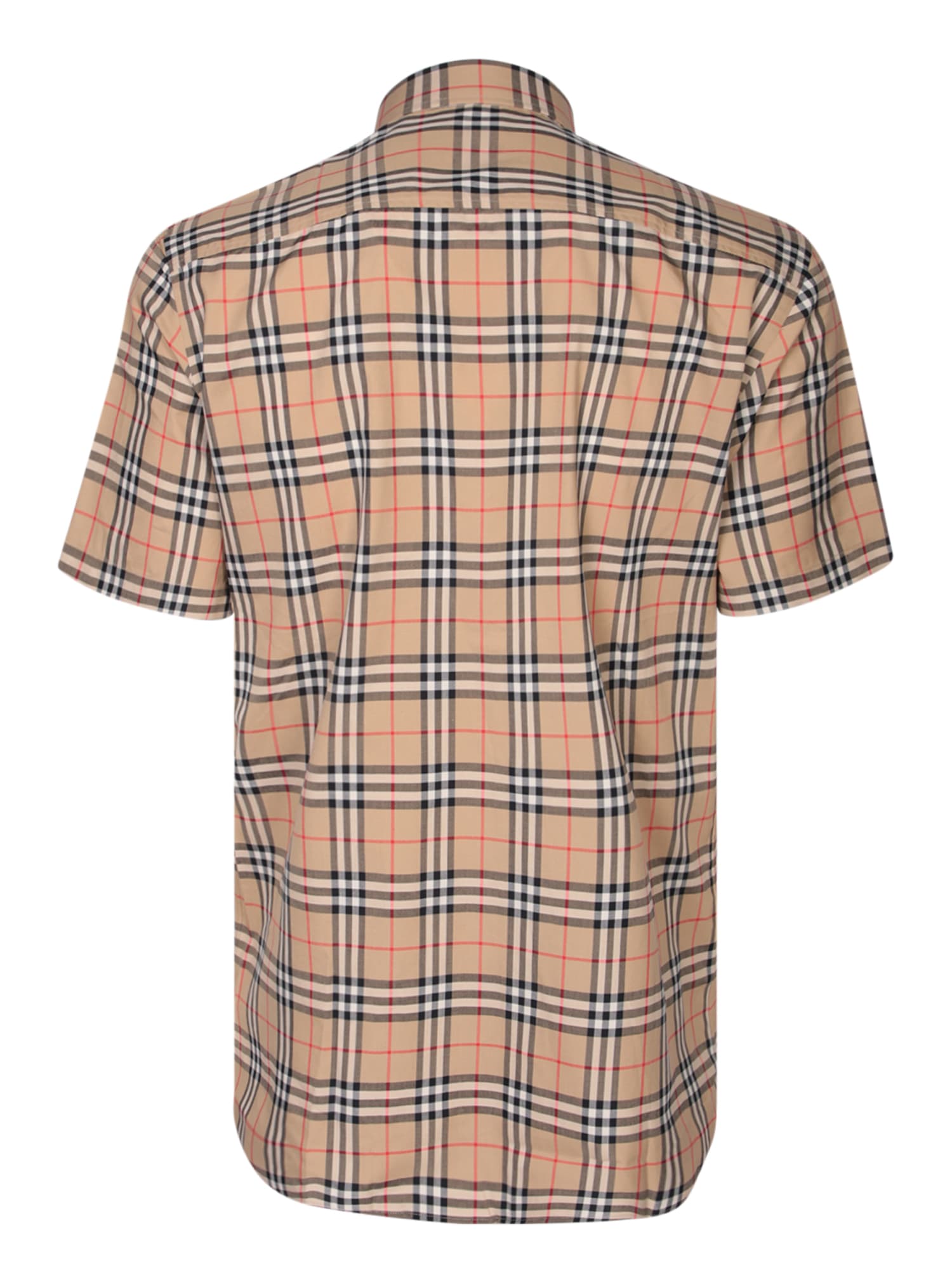 Shop Burberry Simson Check Beige Short Sleeves Shirt