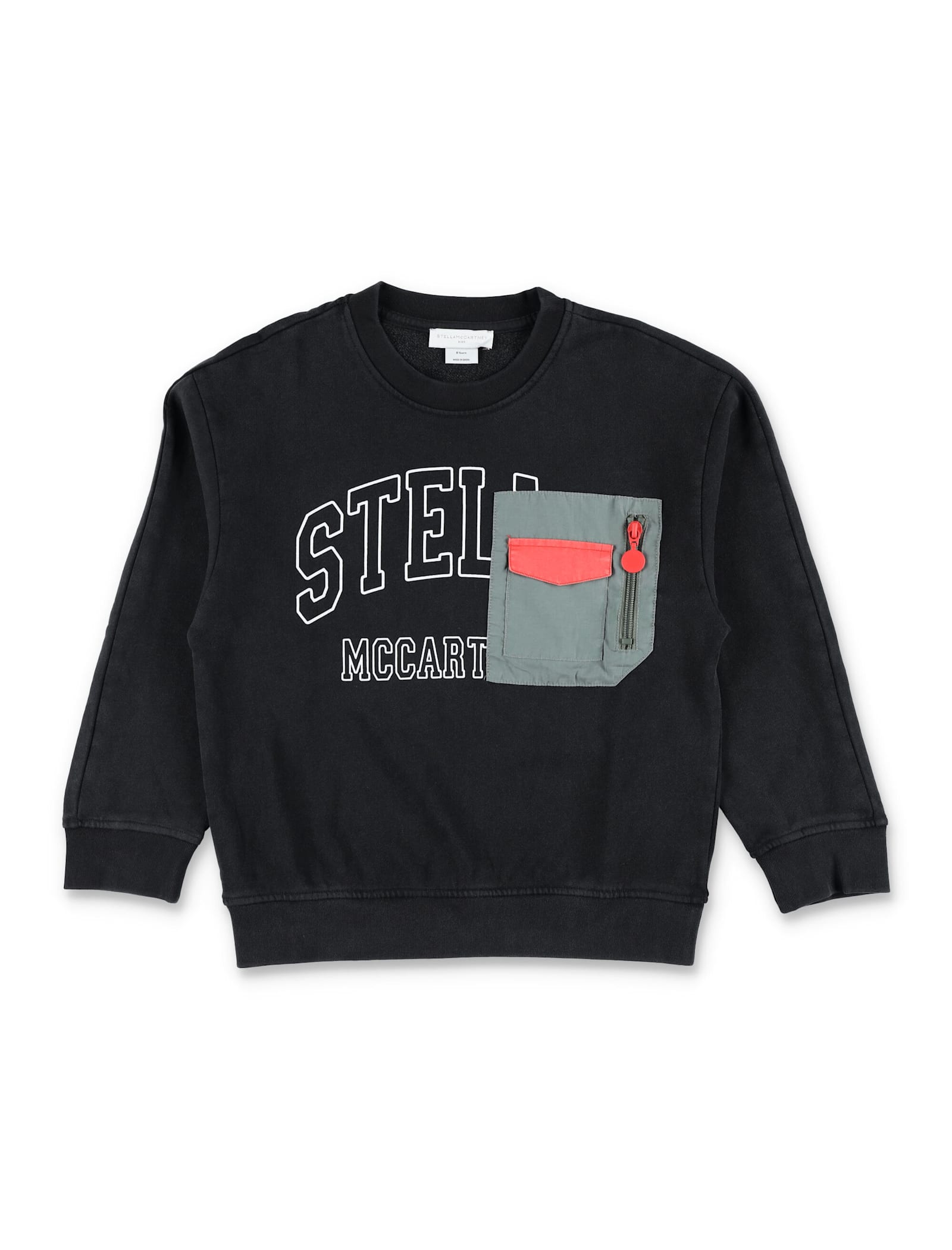Stella Mccartney Kids Black Logo Pocket Sweatshirt In Black