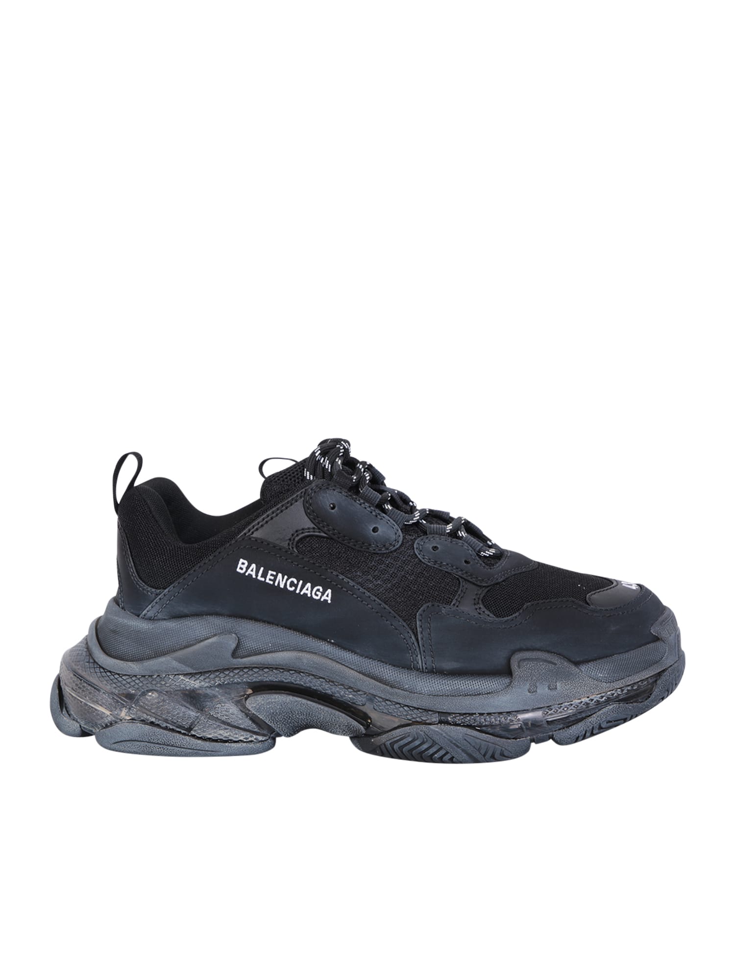 Balenciaga Triple S Runner Leather And Mesh Trainers In Black