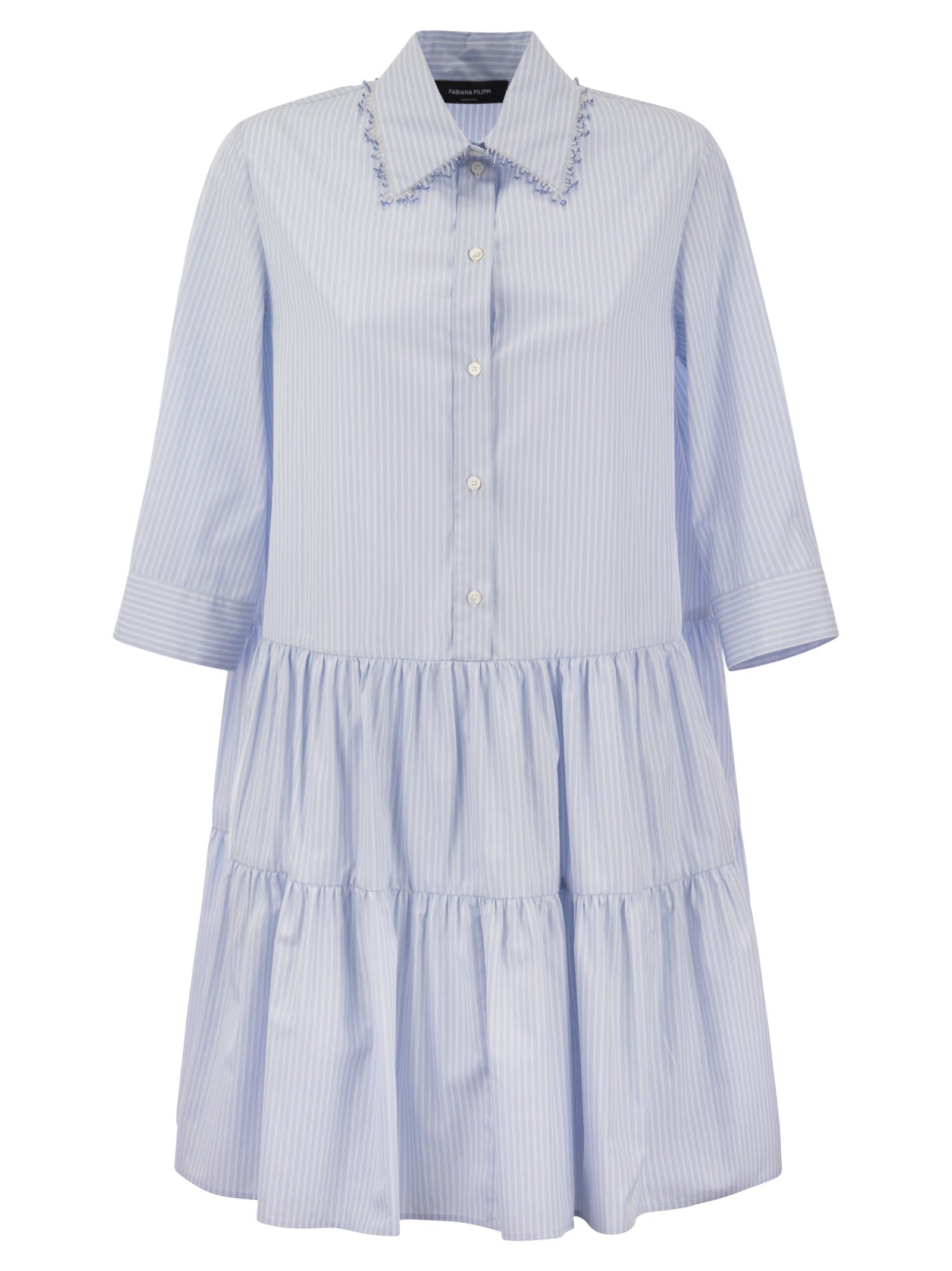 Shop Fabiana Filippi Organic Cotton Chemise Dress In Light Blue