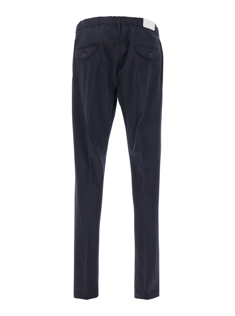 Eleventy Blue Pants With Drawstring Elastic Waist And Logo Patch On The Rear In Wool Stretch Man In Blue