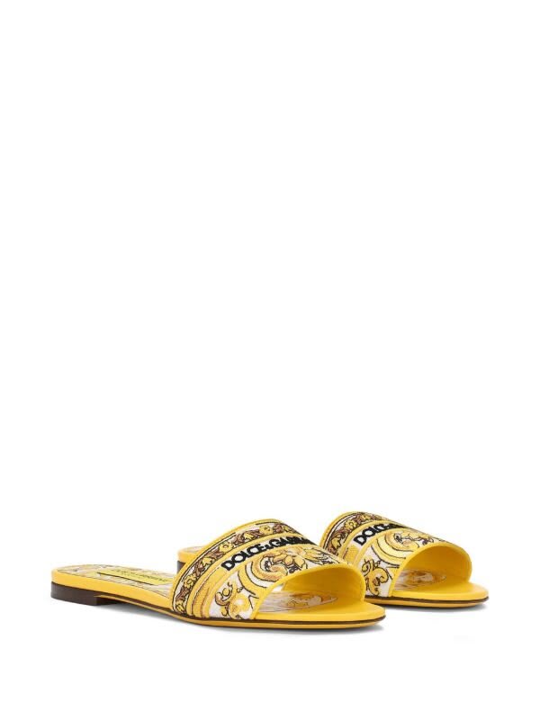 Shop Dolce & Gabbana Ciabatta Ricamo Logo In Giallo Multi