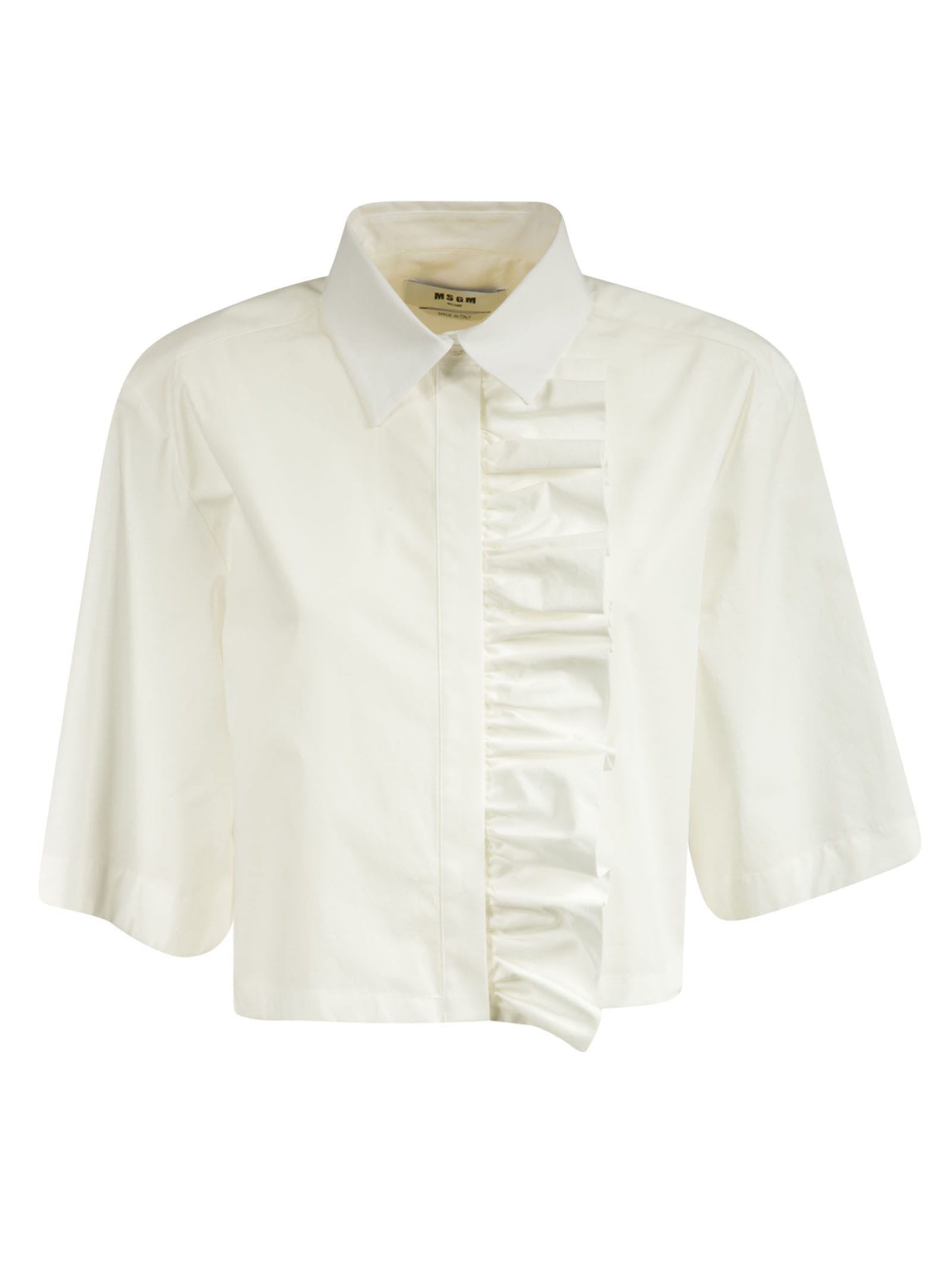 MSGM Ruffle Applique Cropped Shirt