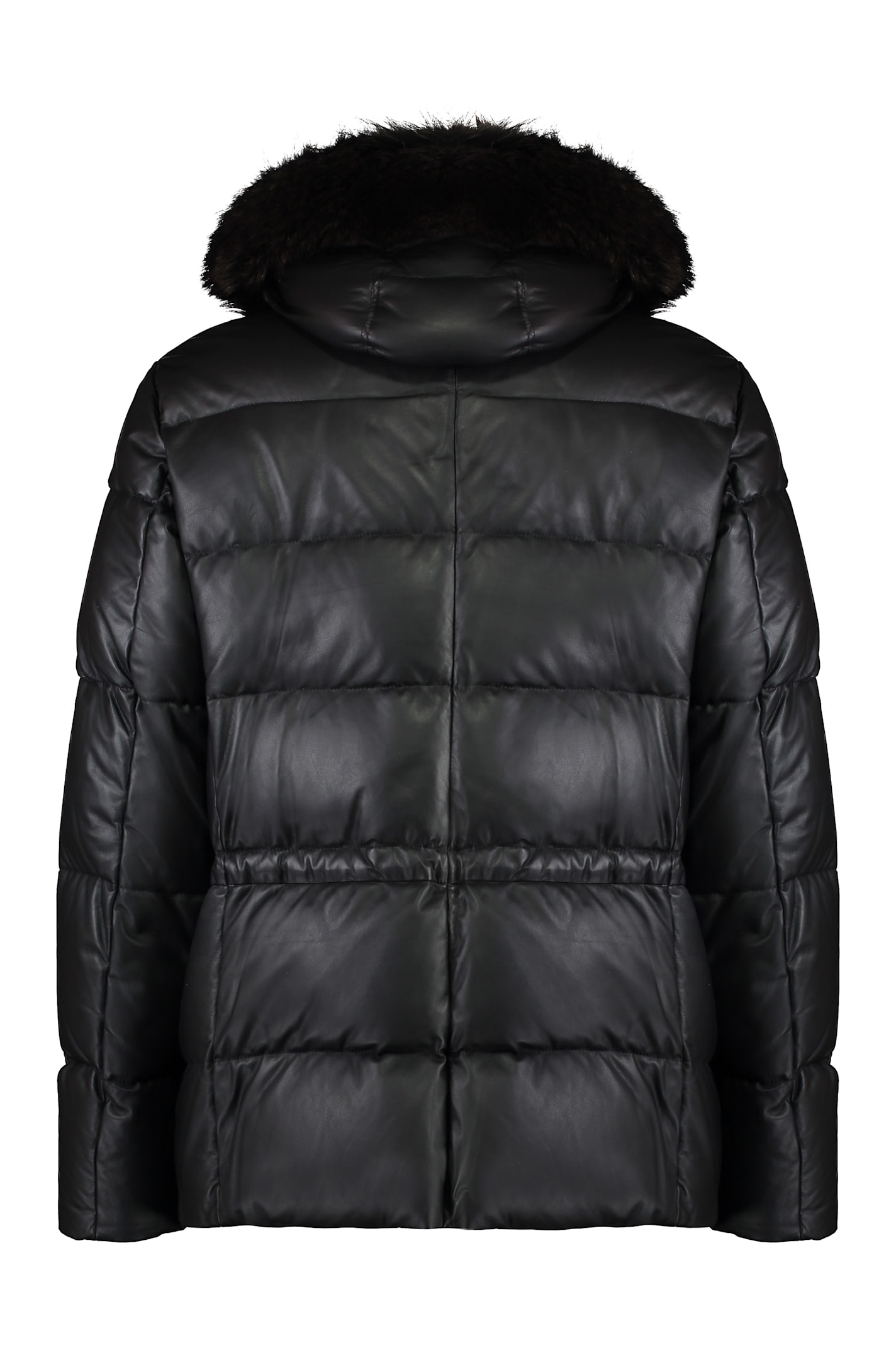 Moorer Philip Leather Padded Jacket In Black