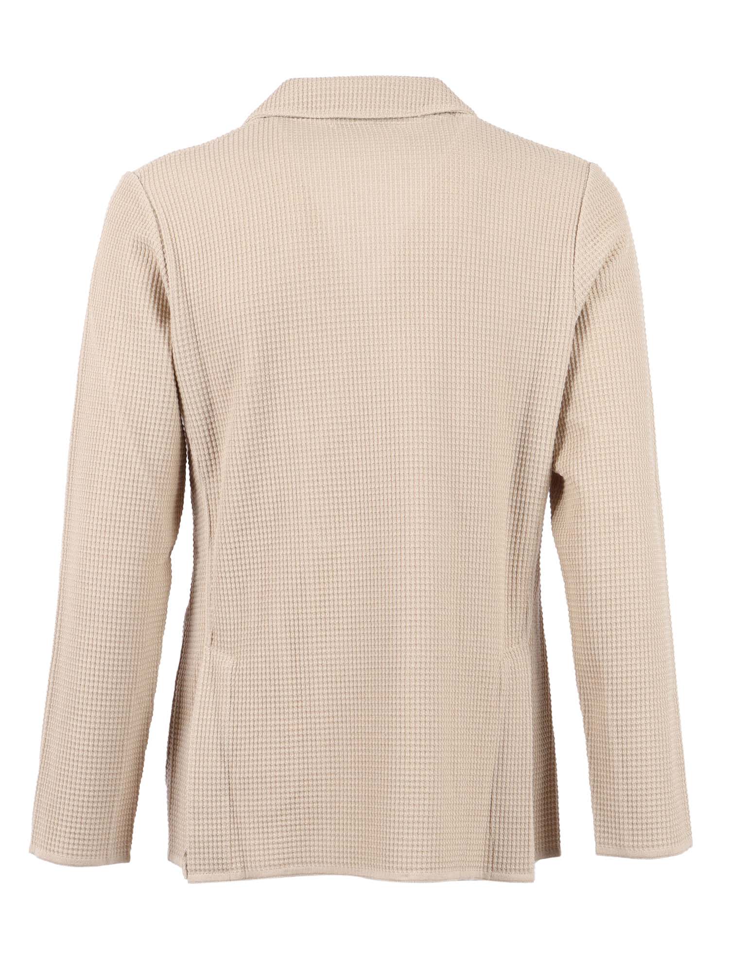 Lardini Double-breasted Knit Jacket With Textured Waffle Pattern In Neutral