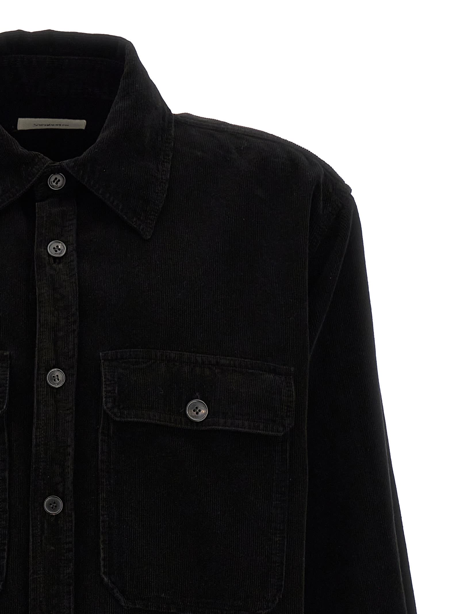 Shop Saint Laurent Ribbed Velvet Shirt In Black