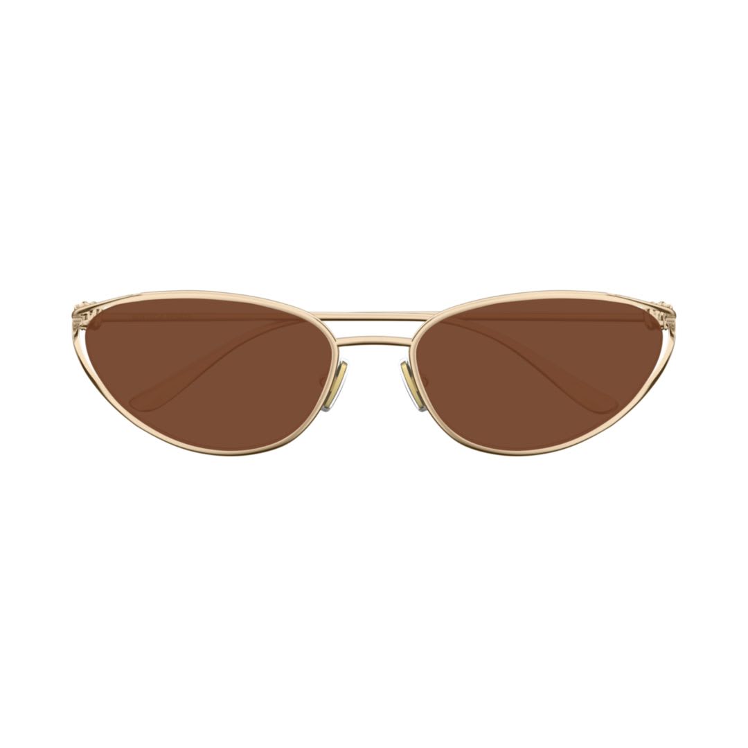 Bottega Veneta Bv1330s Linea Knot 003 Gold Brown Sunglasses In Gold