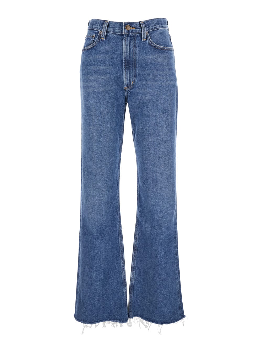 Blue Jeans With Logo Patch On The Rear And Flared Leg In Denim Woman