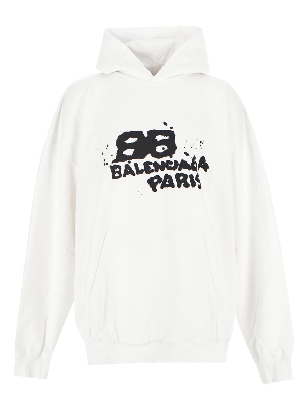 Balenciaga Hood Sweatshirt In White
