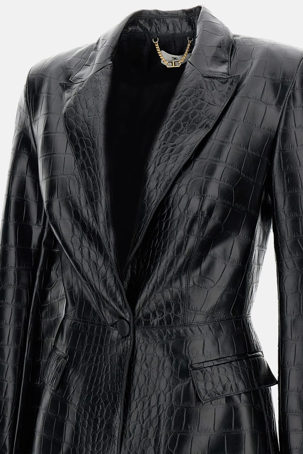 Elisabetta Franchi Crocodile Print Blazer In Blue