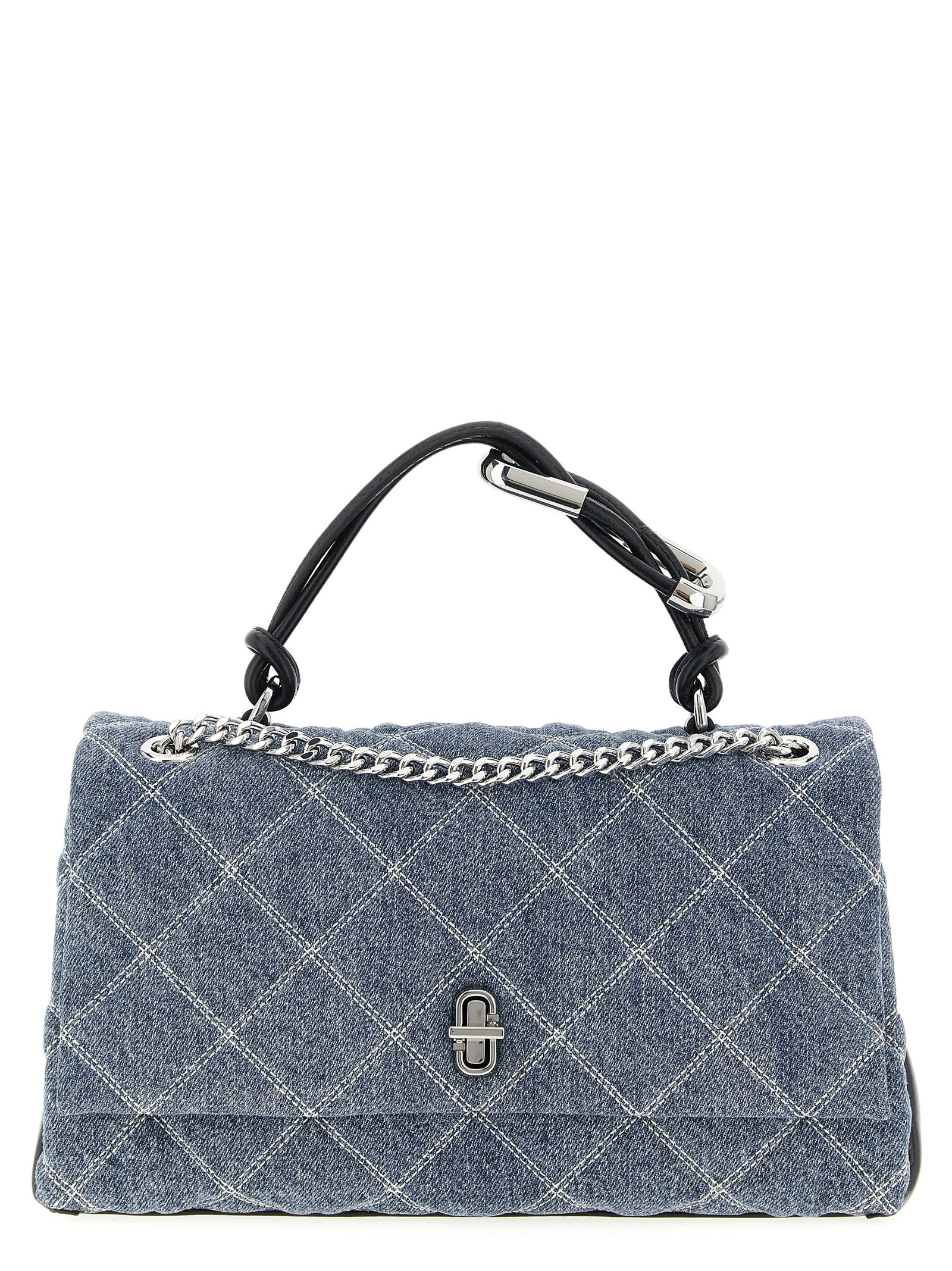 Marc Jacobs The Quilted Denim Dual Medium Shoulder Bag In Blue