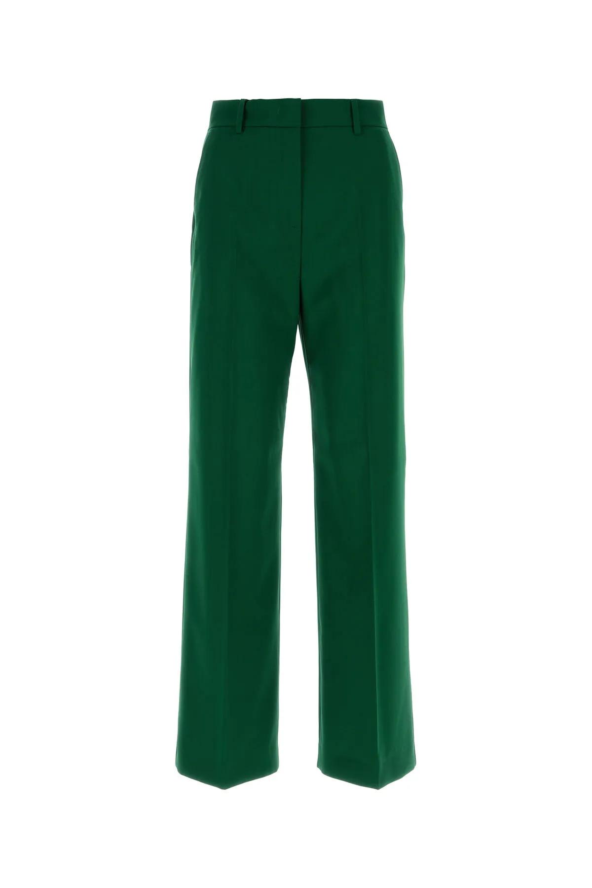 Shop Weekend Max Mara Green Wool Visivo Wide-leg Pant